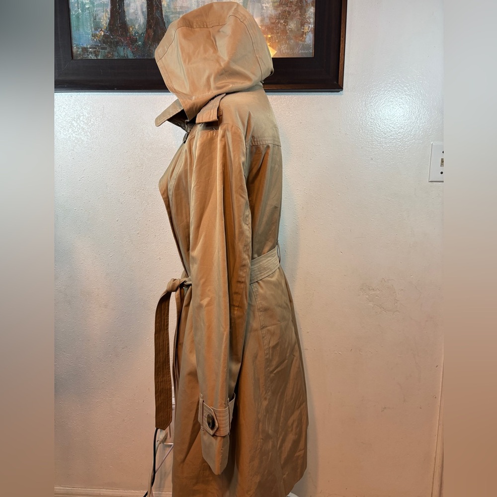 London Fog Tan Double-Breasted Trench Coat with Belt - Picture 6 of 11
